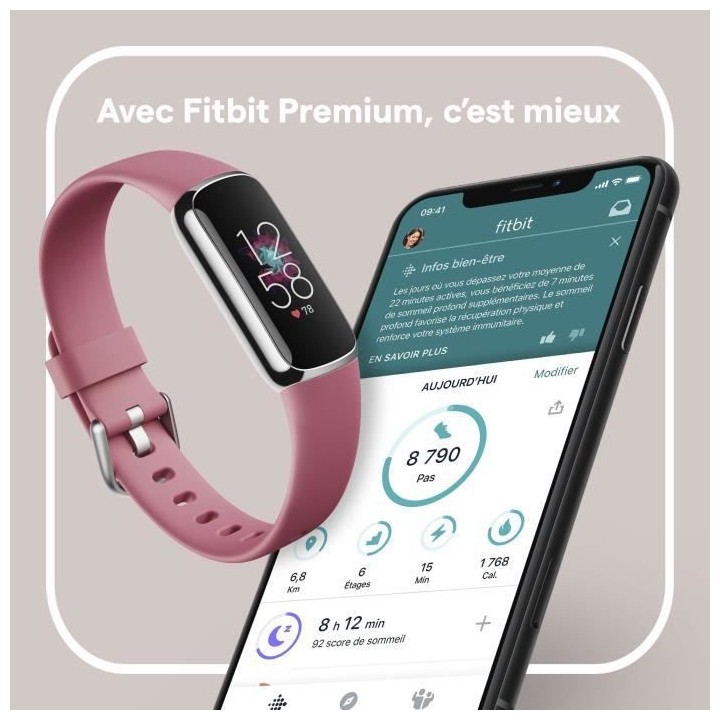 FITBIT Luxe - Bracelet d'activité - Acier inoxydable platine - Ordhid