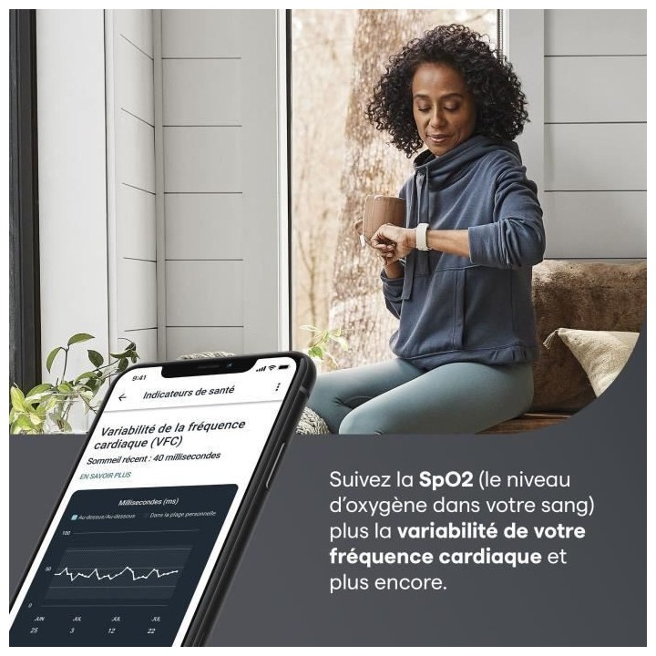 FITBIT Charge 5 - Bracelet d'activité - 6 mois d'abonnement a Premium