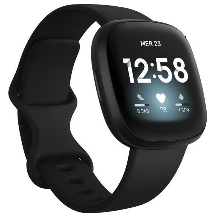 FITBIT Versa 3 - Montre connectée - Autonomie + de 6 jours - Noir