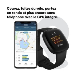 FITBIT Versa 3 - Montre connectée - Autonomie + de 6 jours - Noir