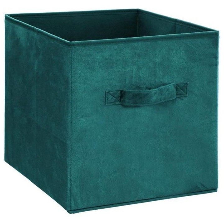 Boîte de rangement/tiroir pour meuble en tissu 31x31 cm - Velours Ble