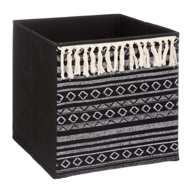 Boîte de rangement/tiroir pour meuble en tissu 31x31 cm - Ethnique pompon