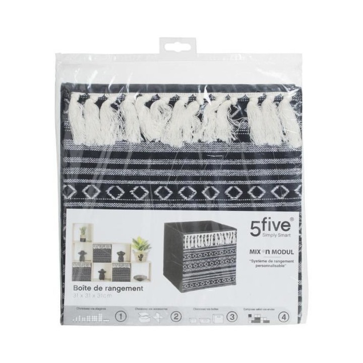 Boîte de rangement/tiroir pour meuble en tissu 31x31 cm - Ethnique po