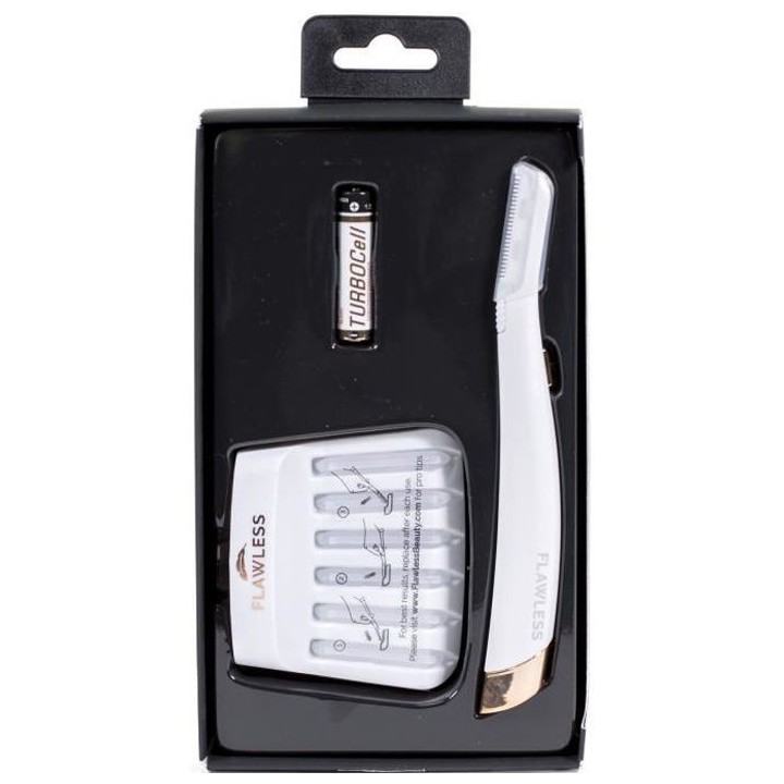 FLAWLESS - Dermaplane Glow - Fonctionnement a pile - 6 tetes de rechan