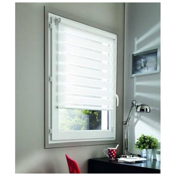 Store enrouleur Jour Nuit a clipser - Blanc - 100% Polyester - MADECOS