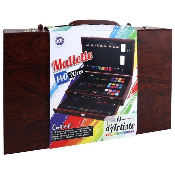 MGM - Main d'artiste - Malette de loisirs créatif a tiroir - 140 piec