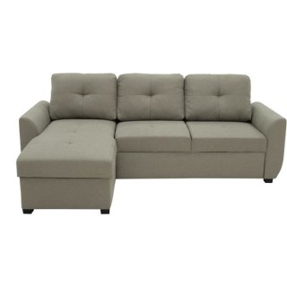 Canapé d'angle fixe réversible FOLK - Tissu beige - Contemporain - L