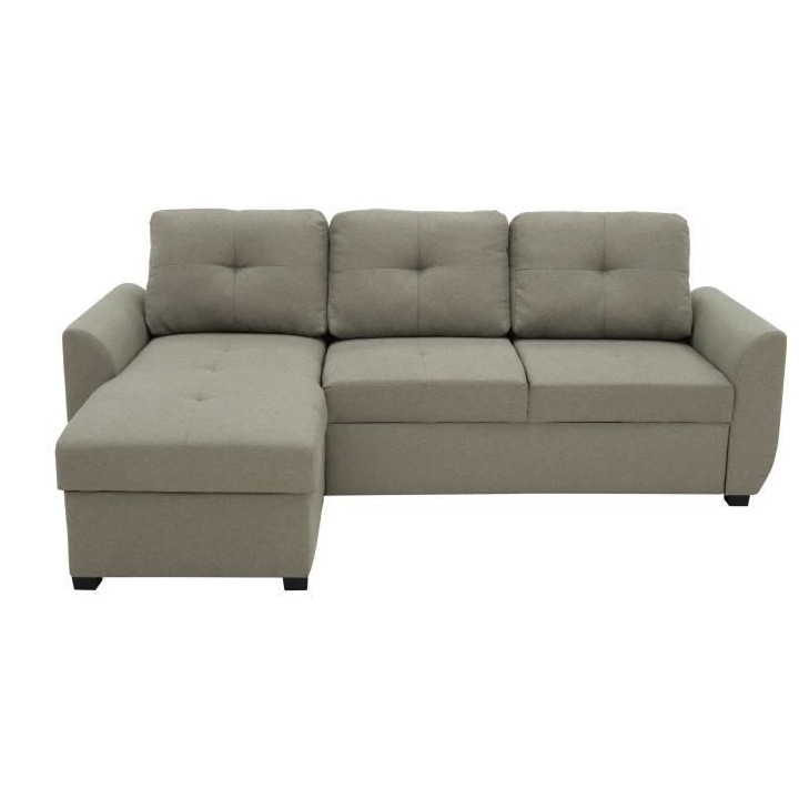 Canapé d'angle fixe réversible FOLK - Tissu beige - Contemporain - L