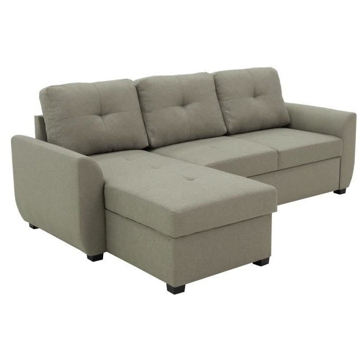 Canapé d'angle fixe réversible FOLK - Tissu beige - Contemporain - L