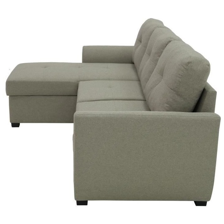 Canapé d'angle fixe réversible FOLK - Tissu beige - Contemporain - L