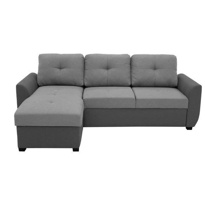 Canapé d'angle convertible réversible + coffre FOLK - Tissu Anthraci
