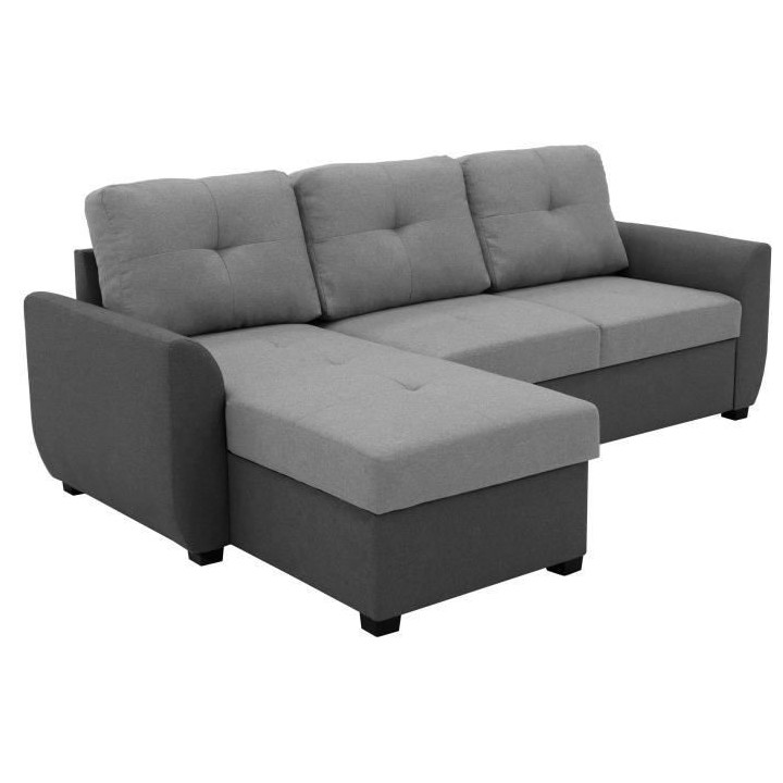 Canapé d'angle convertible réversible + coffre FOLK - Tissu Anthraci
