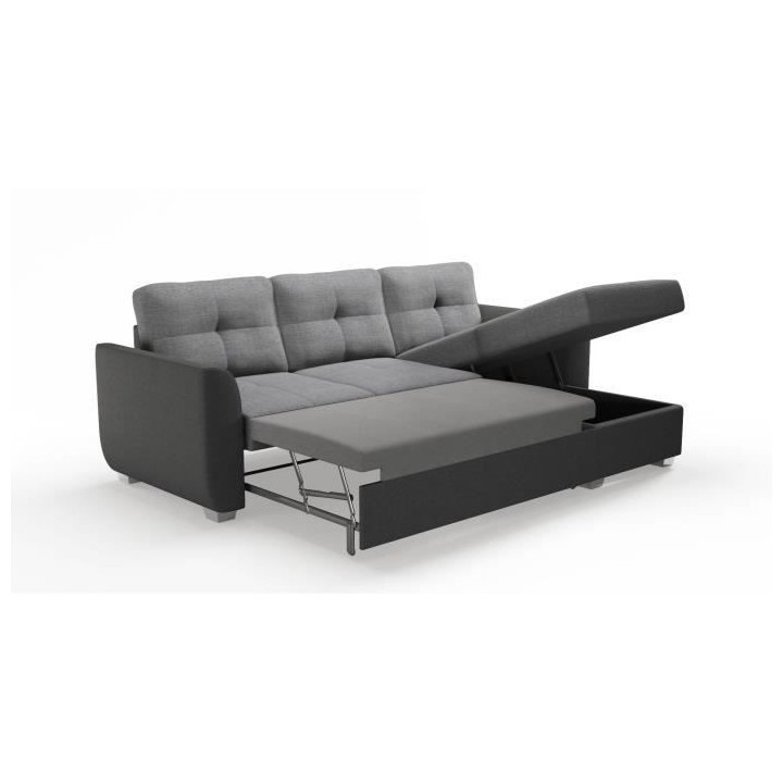 Canapé d'angle convertible réversible + coffre FOLK - Tissu Anthraci