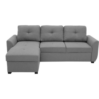 Canapé d'angle convertible réversible FOLK - Coffre - Tissu Gris cla