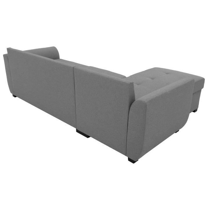 Canapé d'angle convertible réversible FOLK - Coffre - Tissu Gris cla