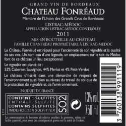 Château Fonréaud 2011 Listrac-Médoc - Vin rouge de Bordeaux