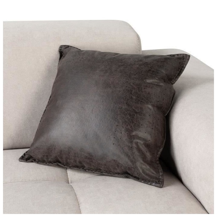 Canapé d'angle droit 5 places - Tissu Gris - L 286 x P 129 x H 76 cm