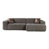 Canapé d'angle droit 5 places - Tissu marron - L 286 x P 129 x H 76 cm - FRANKLIN