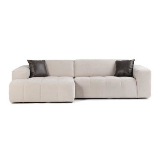 Canapé d'angle gauche 5 places - Tissu Gris - Contemporain - L 286 x