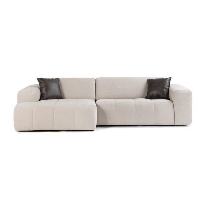 Canapé d'angle gauche 5 places - Tissu Gris - Contemporain - L 286 x