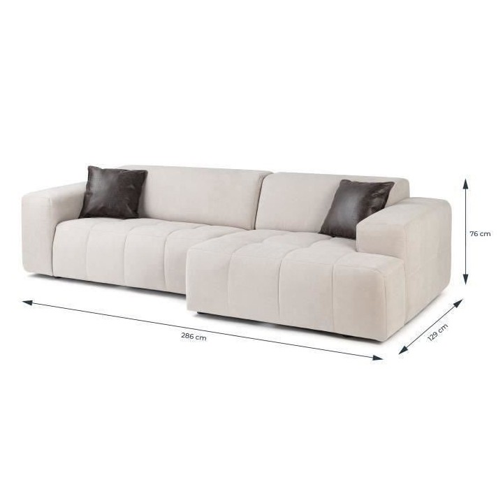 Canapé d'angle gauche 5 places - Tissu Gris - Contemporain - L 286 x