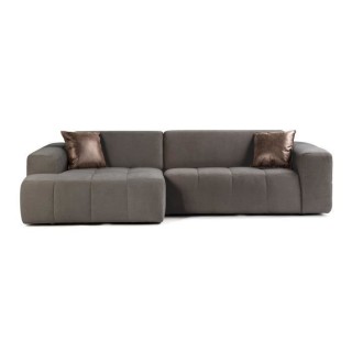 Canapé d'angle gauche 5 places - Tissu marron - L 286 x P 129 x H 76