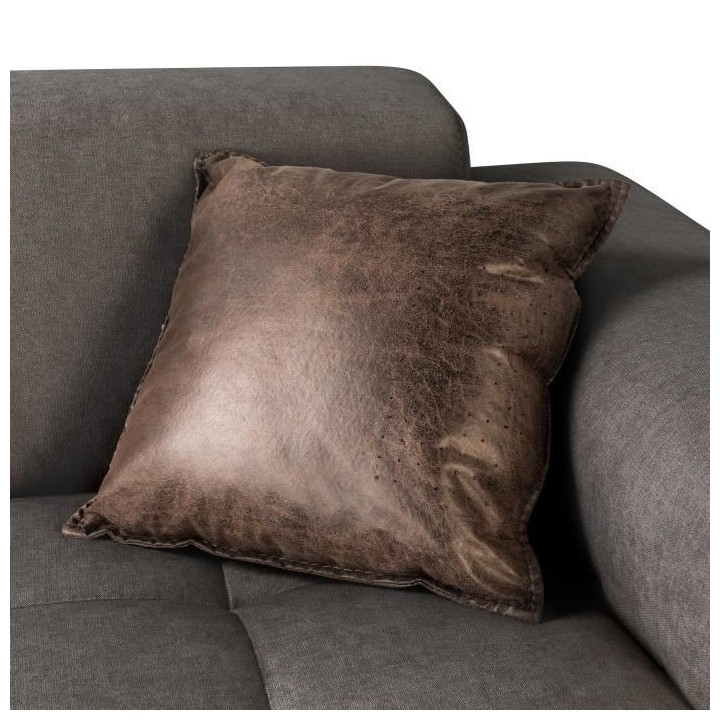Canapé d'angle gauche 5 places - Tissu marron - L 286 x P 129 x H 76