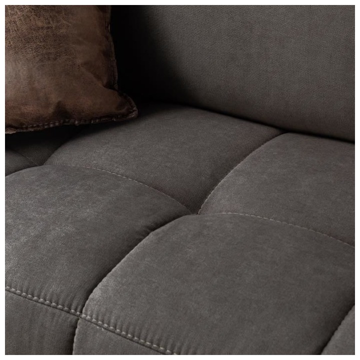 Canapé d'angle gauche 5 places - Tissu marron - L 286 x P 129 x H 76