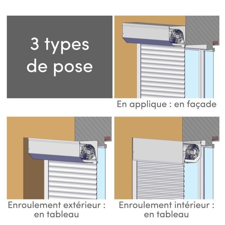 Volet roulant H140 x L120 cm en aluminium recoupable en largeur et hau