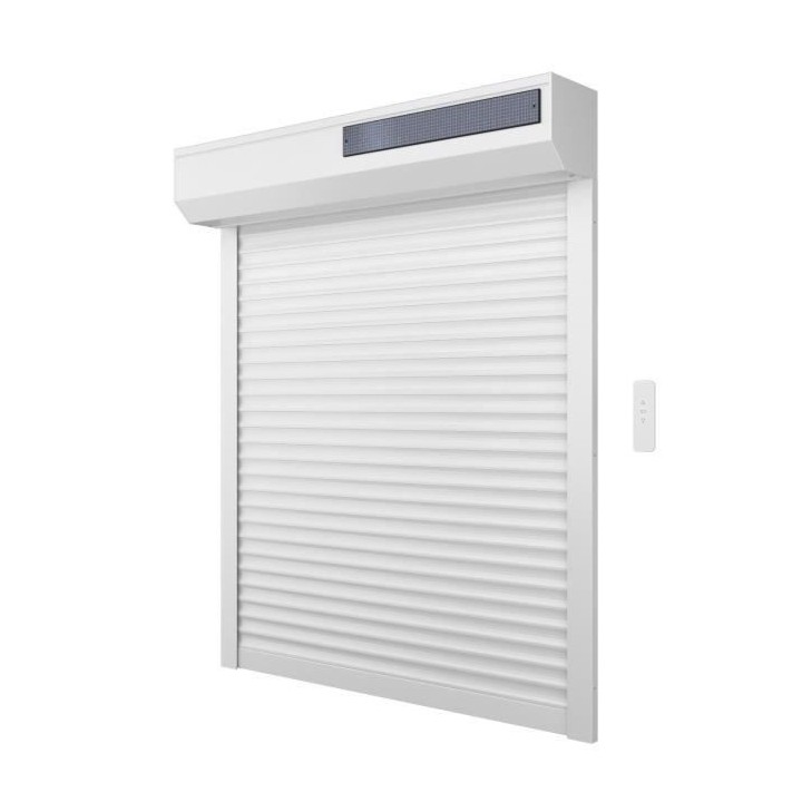 Volet roulant solaire H120 x L120 cm en PVC recoupable en largeur et h