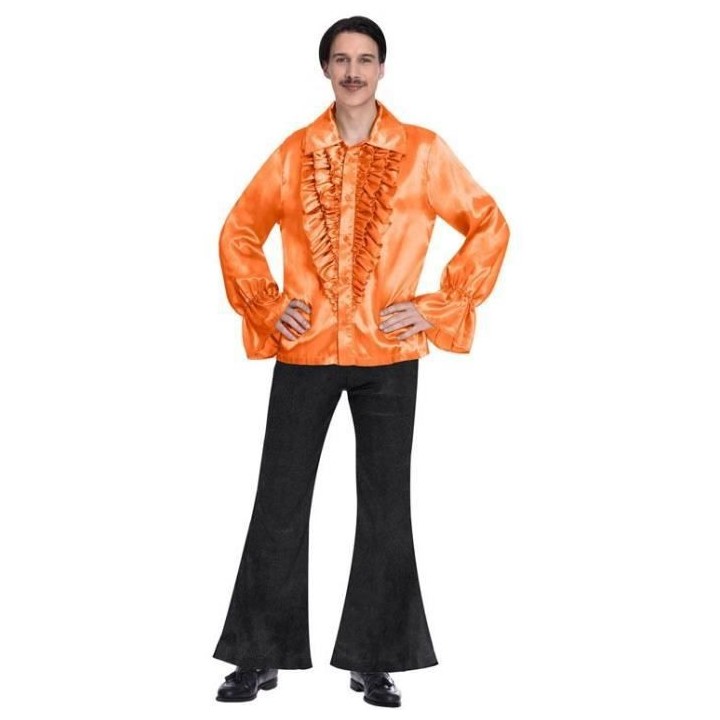 Costume adulte chemise satinée orange taille petite