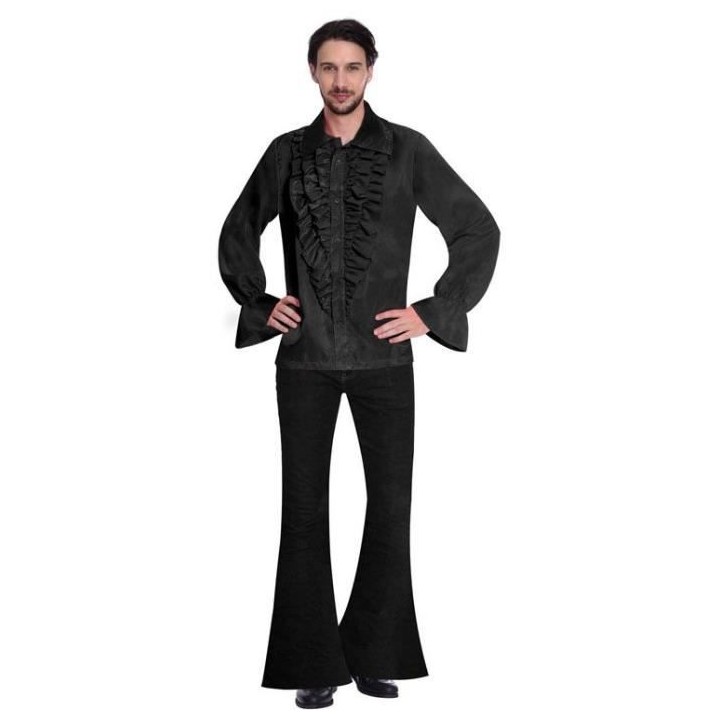 Costume adulte chemise satinée noire taille petite