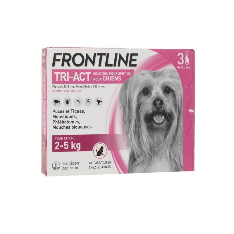 FRONTLINE 3 pipettes Tri-Act - Pour chien de 2 a 5 kg