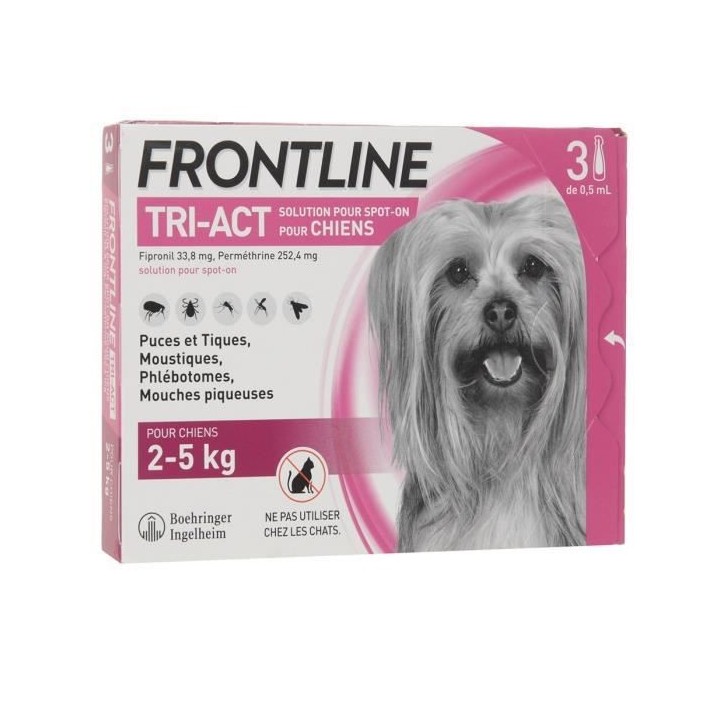FRONTLINE 3 pipettes Tri-Act - Pour chien de 2 a 5 kg