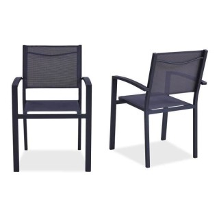 Lot de 2 fauteuils de jardin en aluminium assise textilene - 57 x 56 x