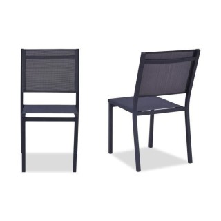 Lot de 2 chaises de jardin en aluminium assise textilene - 48 x 56 x 8