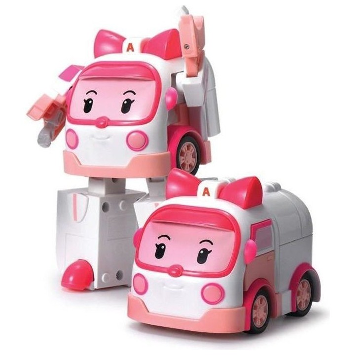 ROBOCAR POLI- Véhicule TRANSFORMABLE AMBRE ambulance