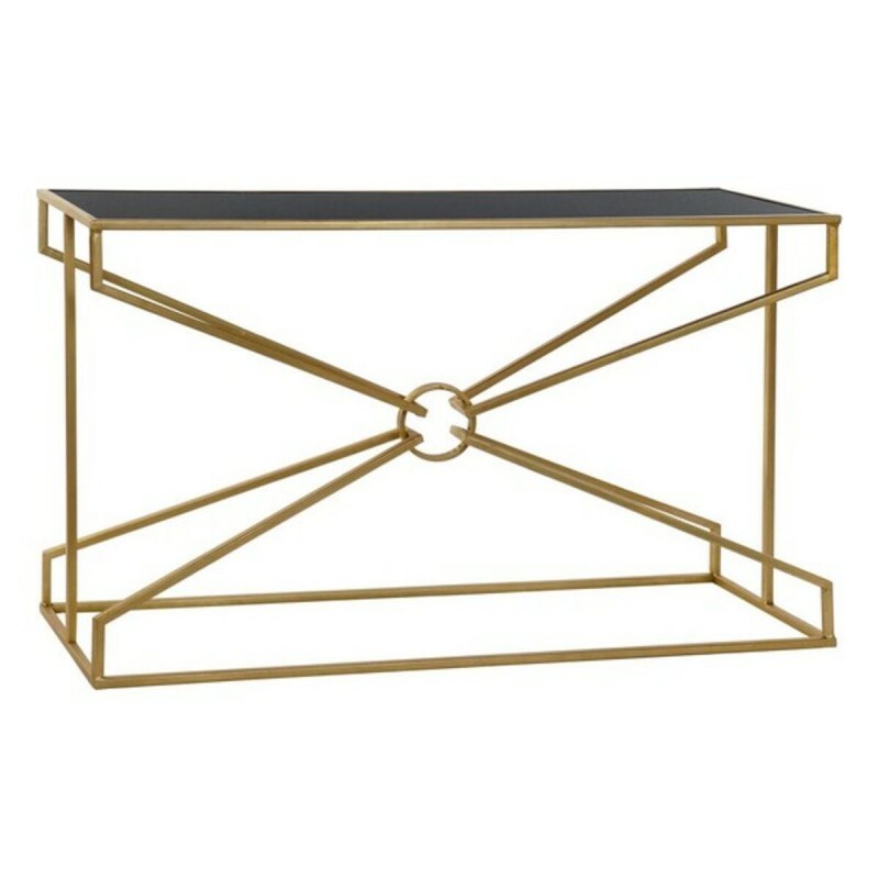 Console DKD Home Decor Verre Noir Doré Métal 130 x 40 x 75 cm