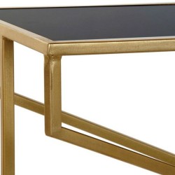 Console DKD Home Decor Verre Noir Doré Métal 130 x 40 x 75 cm