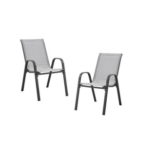 Lot de 2 fauteuils - Acier et textile - Hauteur du siege : 41 cm - Cou