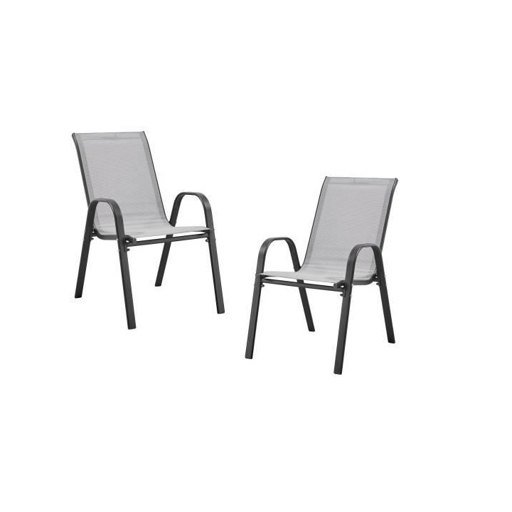 Lot de 2 fauteuils - Acier et textile - Hauteur du siege : 41 cm - Cou