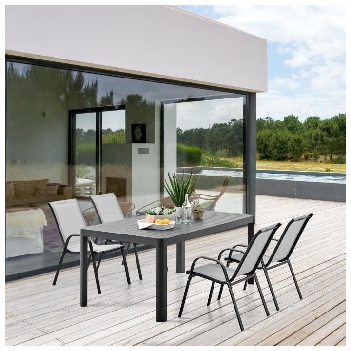 Lot de 2 fauteuils - Acier et textile - Hauteur du siege : 41 cm - Cou