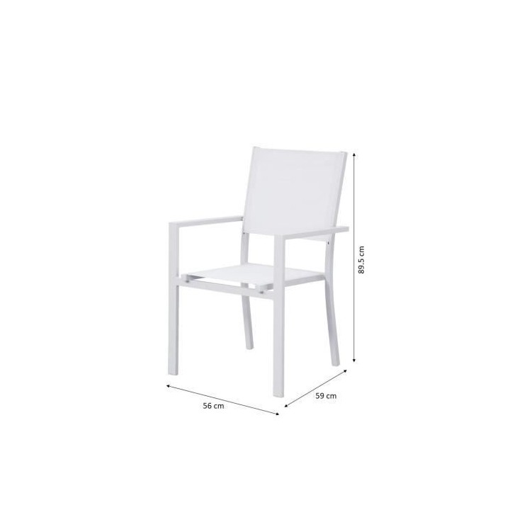 Lot de 2 fauteuils a manger de jardin - Aluminium - 56x59x89cm cm