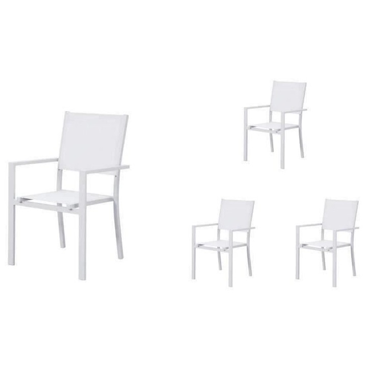Lot de 4 fauteuils a manger de jardin - Aluminium - 56x59x89cm