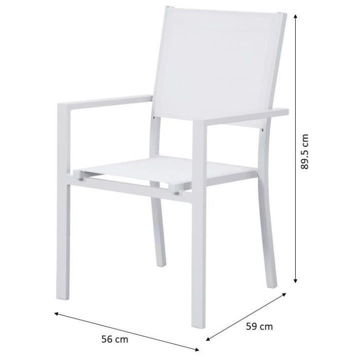 Lot de 4 fauteuils a manger de jardin - Aluminium - 56x59x89cm