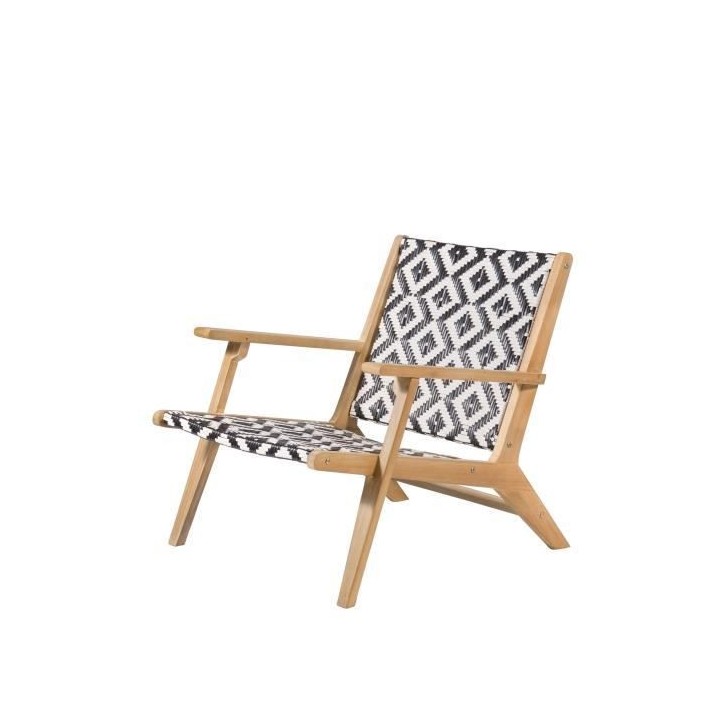 Fauteuil bas en bois d'Acacia FSC et en résine tressée - 1 personne