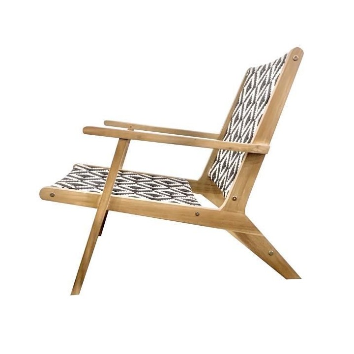 Fauteuil bas en bois d'Acacia FSC et en résine tressée - 1 personne