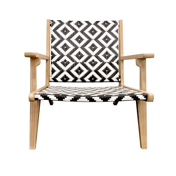 Fauteuil bas en bois d'Acacia FSC et en résine tressée - 1 personne