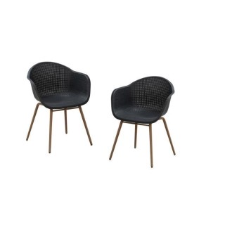 Lot de 2 Fauteuils Scandinave - Assise en plastique, pied en acier - N