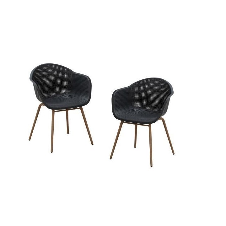 Lot de 2 Fauteuils Scandinave - Assise en plastique, pied en acier - N
